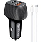 Dora Shopping 38L Araç Şarj Cihazı 38W Araba Çakmaklık Şarj Aleti + Lightning Kablo USB + Pd Girişli iPhone 14/13/