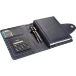 Dora Shopping 4685 Ajanda Tarihsiz Kareli 14 x 20 cm Ajanda/defter Hesap Makineli Suni Deri Organizer, Lacivert - Standart