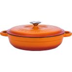 Dora Shopping Döküm Yuvarlak Çok Amaçlı Yayvan Tencere Heritage Serisi ÇAP(Ø)28CM. Turuncu - Standart
