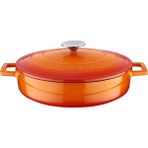 Dora Shopping Metal Döküm Çok Amaçlı Yayvan Tencere, Trendy, 28 Cm, 3.51 L Hacim, Turuncu - Standart