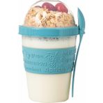 Dora Shopping Take Kaşıklı Hazneli Meyveli Yoğurt Kabı Iş Atıştırmalık Diyet Müsli Granola Süt Bardağı (Turkuaz) - Standart