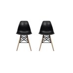 Dorcia Home Eames Plastik Kafesli Sandalye - 2 Adet - Cafe Balkon Mutfak Sandalyesi - Siyah