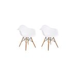 Dorcia Home Lisa Beyaz Kolçaklı Eames Sandalye - 2 Adet - Cafe Balkon Mutfak Sandalyesi