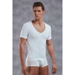 Doreanse 2820 Modal Derin V Yaka Kısa Kol Beyaz Erkek T-shirt
