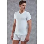 DOREANSE 2855 ERKEK MODAL V YAKA KISA KOL BEYAZ T-SHİRT - XL