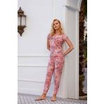 Doreanse 4001 Pembe Pamuklu Düğmeli Pat Kısa Kol Örme Kadın Pijama Takımı