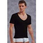 Doreanse Açık Yaka Siyah Erkek T-shirt