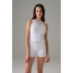 Doreanse Beyaz Kadın Halter File Yaka Atlet - XL