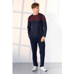 Doreanse Büyük Beden Erkek Lacivert Bordo Detaylı T-shirt Pijama Takımı 25k4535p