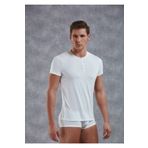 Doreanse Micro Modal Nefes Alan Kısa Kol Düğmeli Erkek Beyaz T-shirt