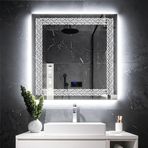 Dorein Led'li Lazer Kumlamalı Lavabo & Banyo Aynası (Dokunmatik Sensörlü) beyaz ledli 100 x 100
