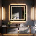 Dorein Led'li Lazer Kumlamalı Lavabo & Banyo Aynası (Dokunmatik Sensörlü) günışığı ledli 60 x 60