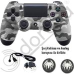 Doreka Ps4 Dualshock V2 Titreşimli Kol ve 2 Adet Analog Koruyucu - Gri Kamuflaj