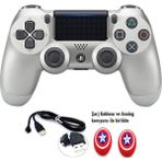 Doreka Ps4 Dualshock V2 Titreşimli Kol ve 2 Adet Analog Koruyucu - Gümüş