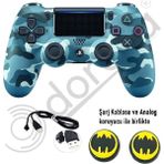 Doreka Ps4 Dualshock V2 Titreşimli Kol ve 2 Adet Analog Koruyucu - Mavi Kamuflaj
