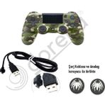 Doreka Ps4 Dualshock V2 Titreşimli Kol ve 2 Adet Analog Koruyucu - Yeşil Kamuflaj