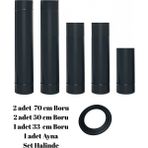 Dorello Siyah Mat Soba Borusu -Dirsek Mat Siyah Soba Borusu Mat Dirsek 5 Adet Boru 1 Dirsek - siyah boru