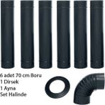 Dorello Siyah Mat Soba Borusu -Dirsek Mat Siyah Soba Borusu Mat Dirsek 6 Adet Boru 1dirsek - Dorello2351bhb245