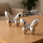 Doremcy Dekoratif Polyester 2'li ev,ofis,mutfak aksesuar kelebek biblo - Gümüş