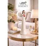 Doremcy Dekoratif Polyester Kalp Tutan Melek Biblo – 24 cm Kırmızı Kalpli Heykel