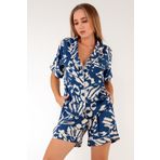 DoReMi Blue Patterned Kısa Kollu Kadın Şortlu Pijama Takım