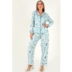 DoReMi Çiçek Baskılı Uzun Kollu Kadın Pijama Takım SU YEŞİLİ M-L