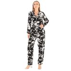 DoReMi Floral Pattern Uzun Kollu Kadın Pijama Takım SİYAH L-XL