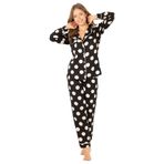 DoReMi Puantiyeli Doğal Viskon Soft Yumuşak Düğmeli Pijama Takımı SİYAH L-XL