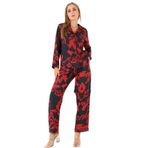 DoReMi Red Flowers Uzun Kollu Kadın Pijama Takım,Lacivert S