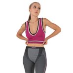 DoReMi Seamless Crop Renk Bloklu Spor Bluz FUŞYA XS-S