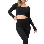 DoReMi Seamless Straplez Uzun Kollu Fitilli Büstiyer SİYAH MELANJ M-L