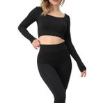 DoReMi Seamless Straplez Uzun Kollu Fitilli Büstiyer SİYAH MELANJ S-M