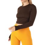 DoReMi Seamless Uzun Kollu Fitilli Büstiyer KAHVERENGİ S-M
