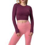 DoReMi Seamless Uzun Kollu Fitilli Büstiyer S-M MÜRDÜM