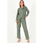 DoReMi Stripes Uzun Kollu Kadın Pijama Takım HAKİ L-XL