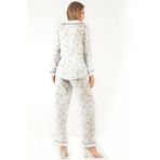 DoReMi Sweat Floral Uzun Kollu Kadın Pijama Takım BEYAZ S-M