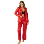 DoReMi Uzun Kollu Saten Pijama Takımı KIRMIZI M-L