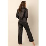 DoReMi Uzun Kollu Saten Pijama Takımı SİYAH XL-XXL