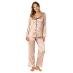 DoReMi Uzun Kollu Saten Pijama Takımı SÜT KAHVE L-XL