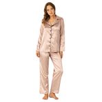DoReMi Uzun Kollu Saten Pijama Takımı SÜT KAHVE XL-XXL