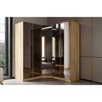 Doressa Bend Walnut 5 Kapılı Reflekte Camlı Köşe Gardırop - Aytaşı Rengi