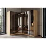 Doressa Bend Walnut 6 Kapılı Reflekte Camlı Köşe Gardırop - Aytaşı Rengi