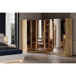 Doressa Bend Walnut 7 Kapılı Reflekte Camlı Köşe Gardırop - Aytaşı Rengi