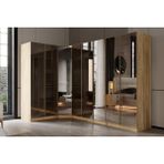 Doressa Bend Walnut 8 Kapılı Reflekte Camlı Köşe Gardırop - Aytaşı Rengi