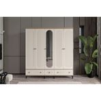 Doressa Cast Walnut 5 Kapılı Aynalı Gardırop - Ceviz