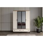 Doressa Duns Walnut 4 Kapılı Camlı Gardırop - Ceviz