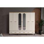 Doressa Hima Walnut 6 Kapılı Aynalı Gardırop - Ceviz