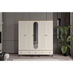 Doressa Home Cast Walnut 5 Kapılı Aynalı Gardırop Ceviz