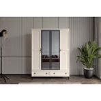 Doressa Home Duns Moon 4 Kapılı Camlı Gardırop Ekru