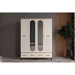Doressa Home Hima Walnut 4 Kapılı Aynalı Gardırop Ceviz